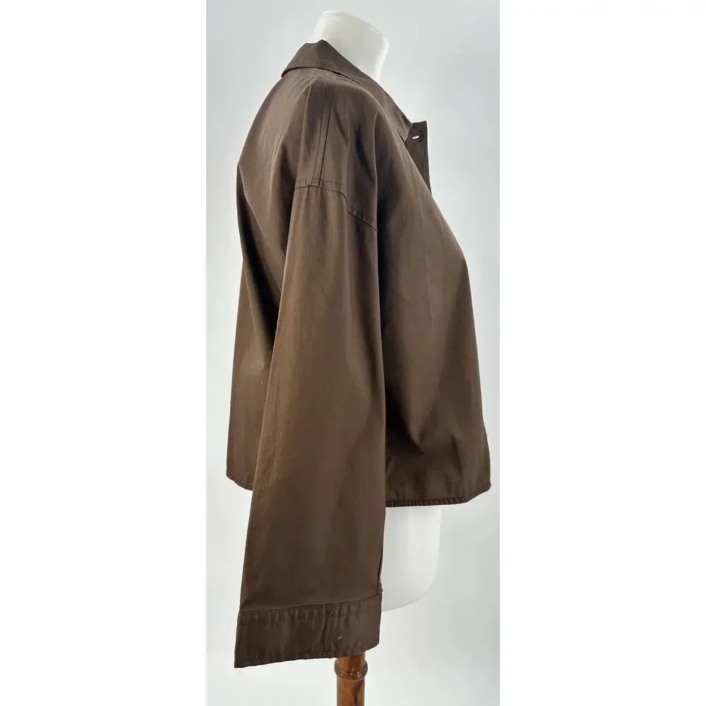 Everlane Boxy Button Front Shirt XS Brown 100% Cotton Oversized Long Sleeve NWT - Picture 3 of 8
